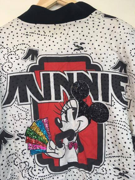 VTG Disney Mickey & Co Donn Kenny Bomber Jacket Minnie Mouse Sequins Womens Sz M - Picture 8 of 12